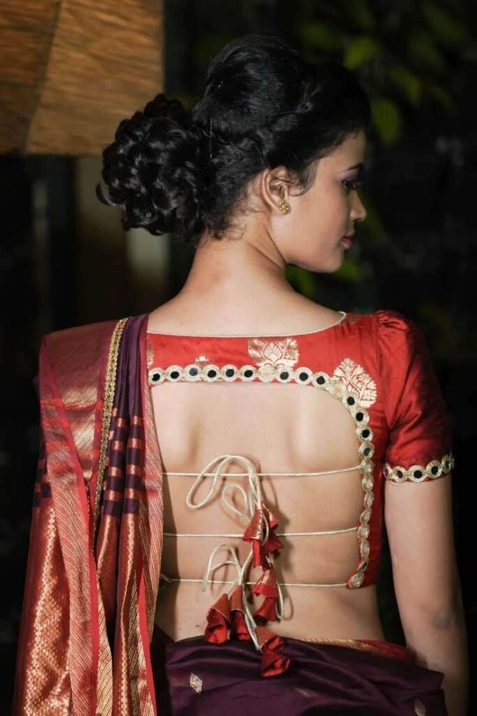 Boat Neck Blouse Back Dori Design