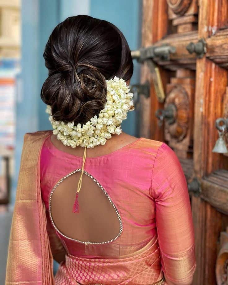 Boat Neck Simple Back Blouse Design