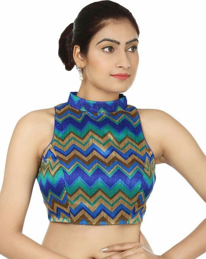 Collar Neck Sleeveless Blouse Designs