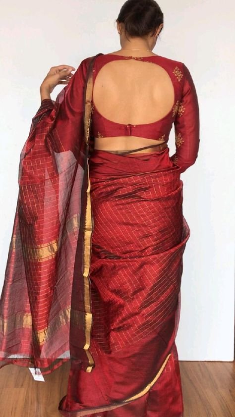 Deep Boat Neck Blouse Back Design