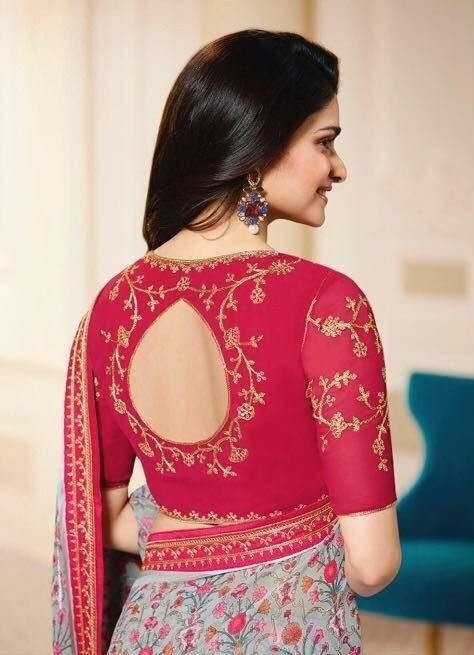 Embroidery Boat Neck Blouse Designs