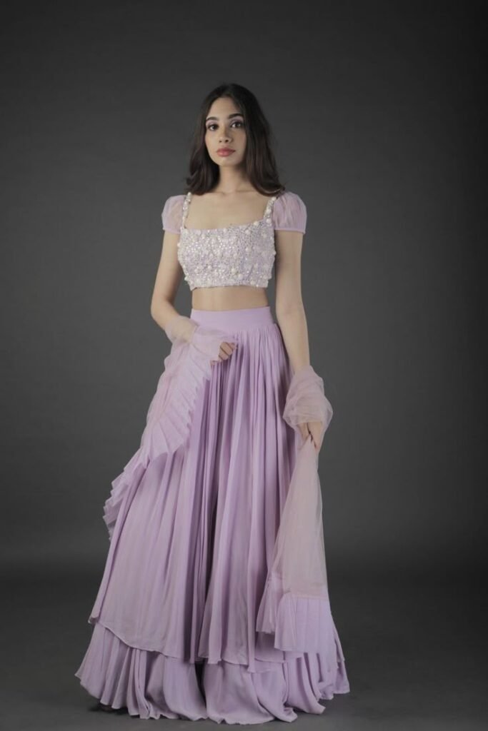 Half Sleeve Stylish Lehenga Blouse Design