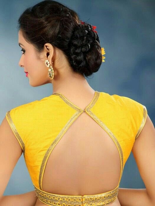 Lace Boat Neck Back Blouse Design