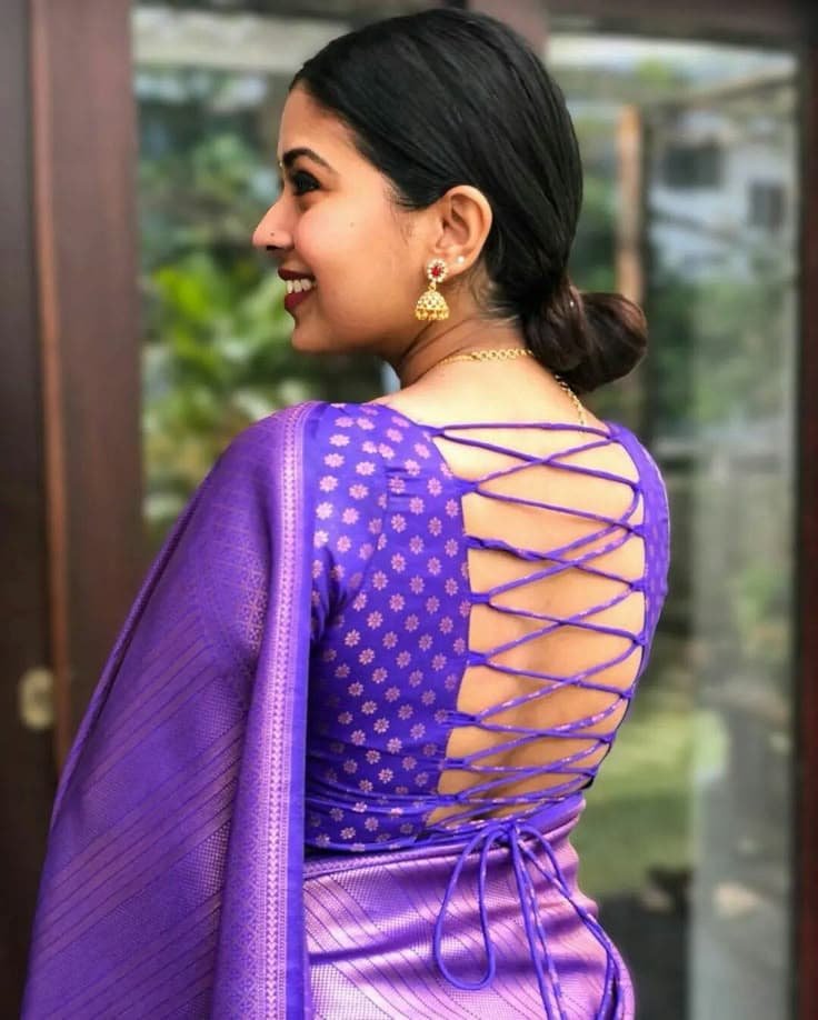 Silk Dori Back Blouse Design