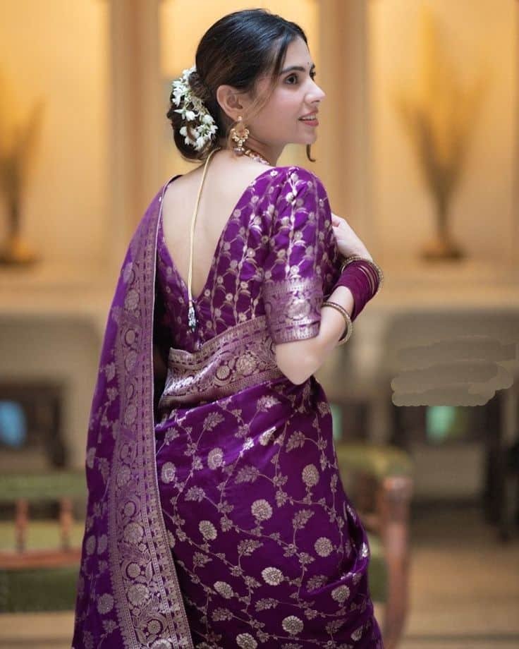 Silk Simple Back Blouse Design