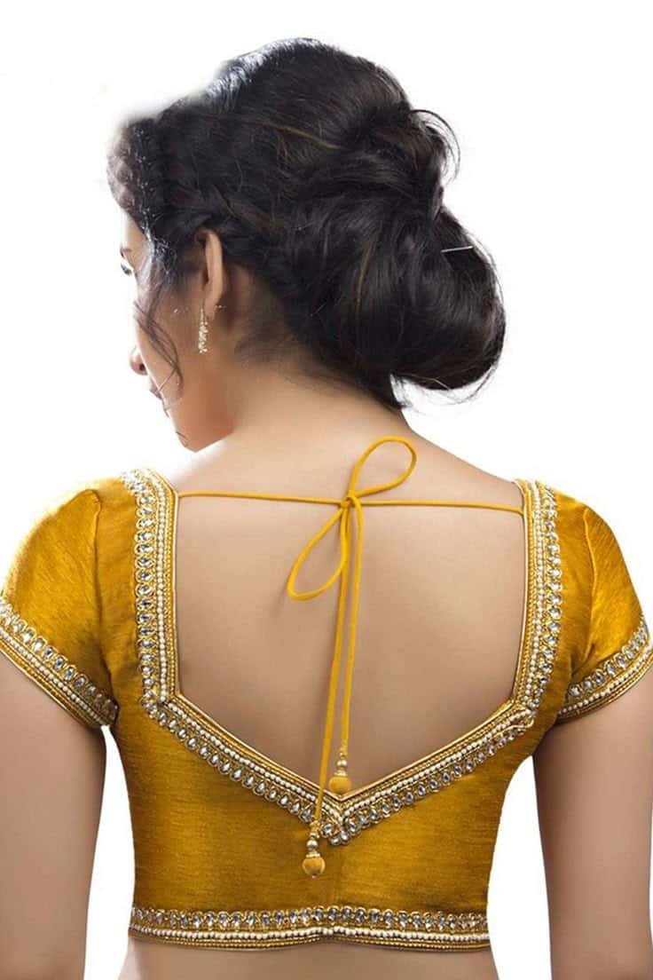 Simple Back Blouse Design with Border