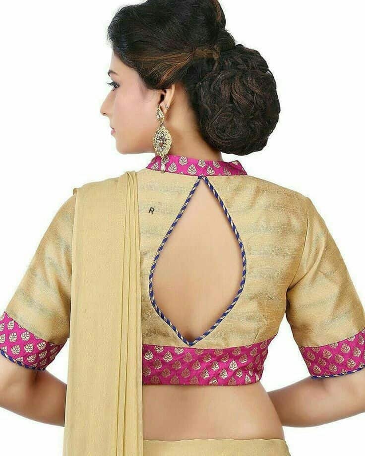 Simple Collar Blouse Back Design