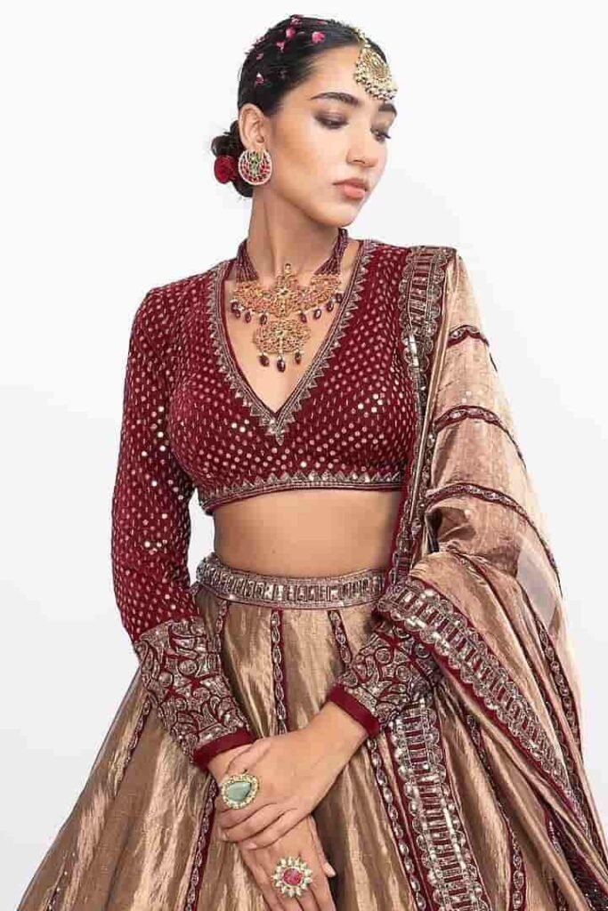 V Neck Stylish Lehenga Blouse Design