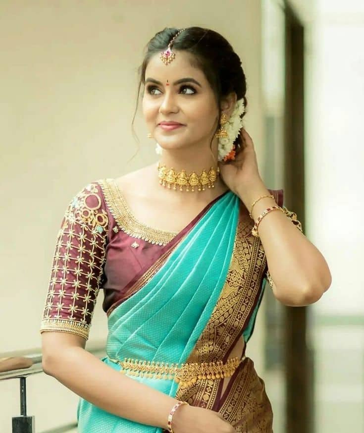 Aari Work Blouses with Geometric Patterns