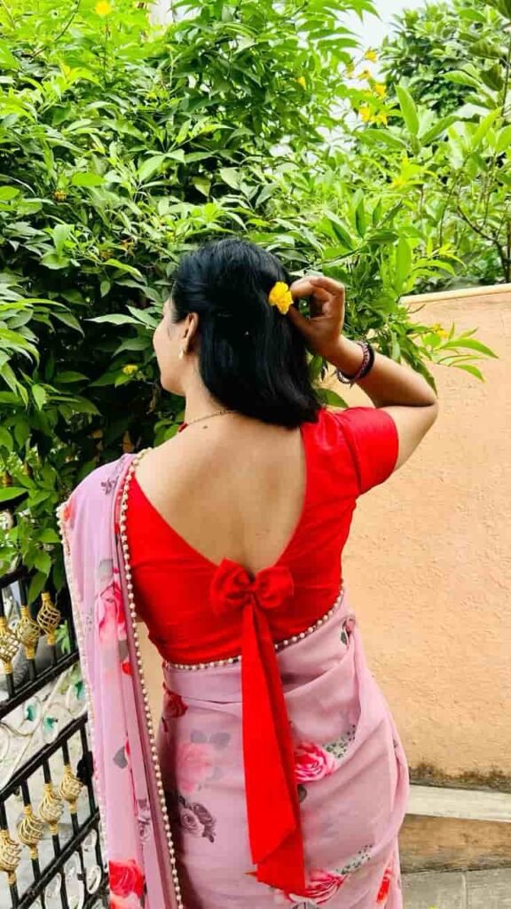 Bow Style Back Blouse Design