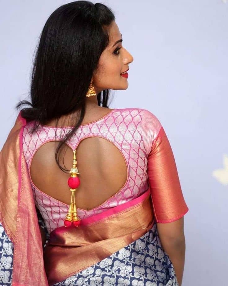 Cut-Out Heart Back Blouse Design