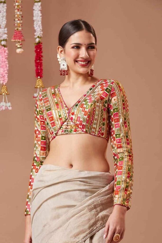 Full Sleeve Embroidered Blouse Design