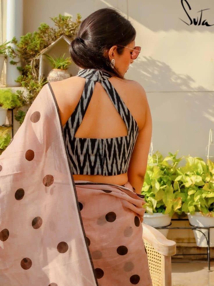 Halter Neck Back Blouse Design