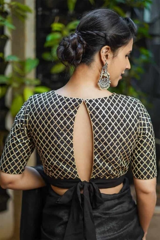 Keyhole Back Blouse Design