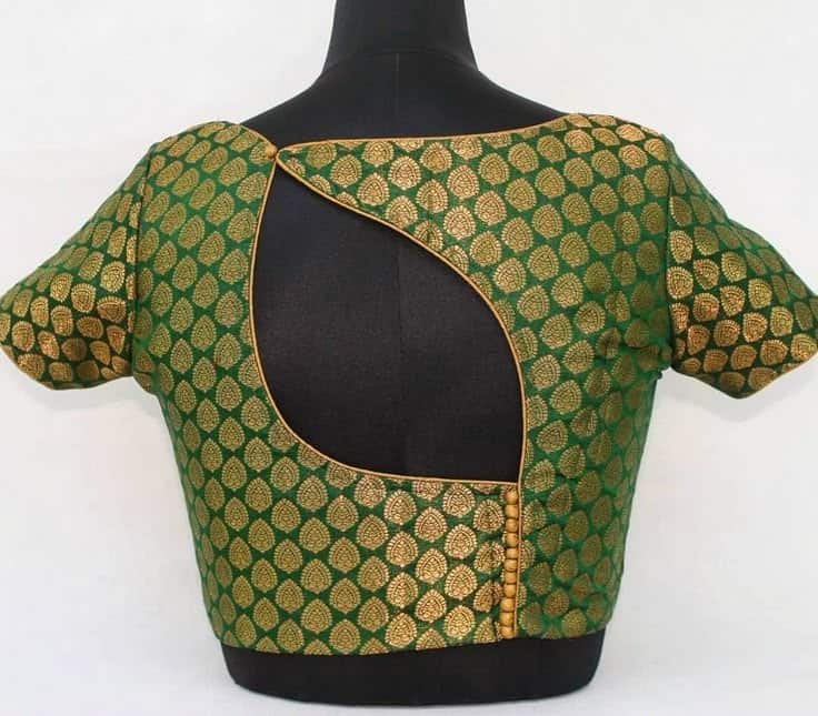 Leaf-Shaped Back Cut Blouse Design