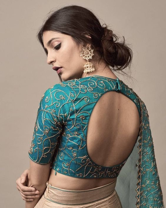 Round Cut Back Blouse Design