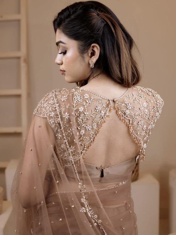 Sheer Net Back Blouse Design