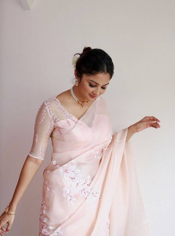 Sheer Net Sleeve Blouse Design