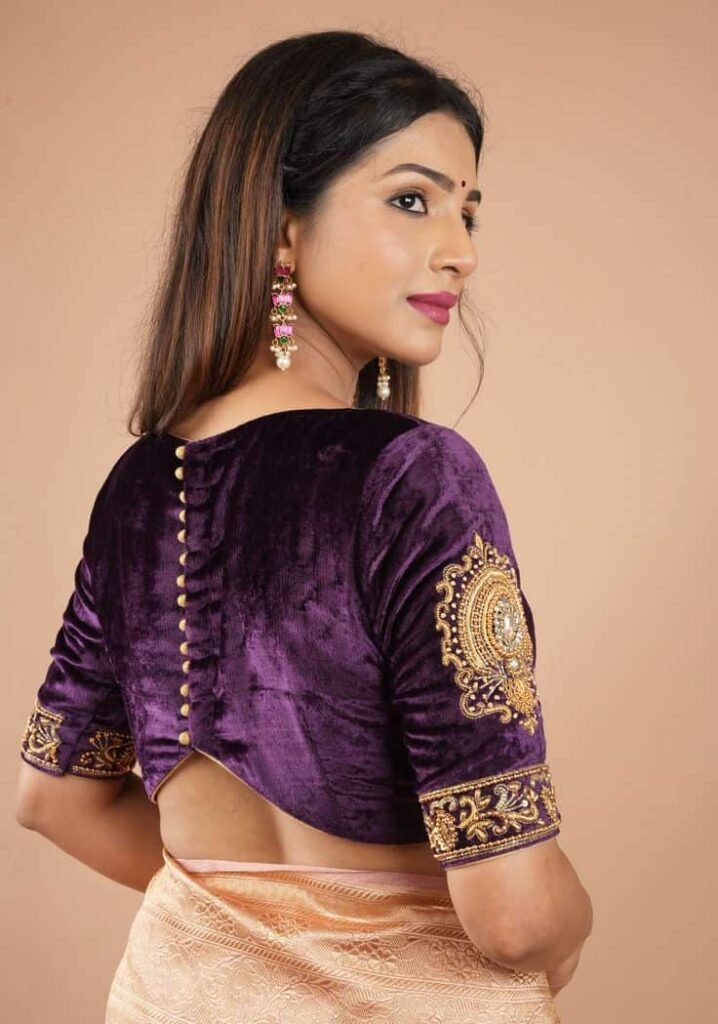 Velvet Blouse with Stone Work