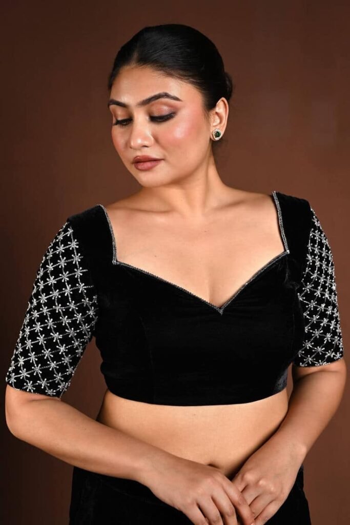 Black Velvet Blouse Design