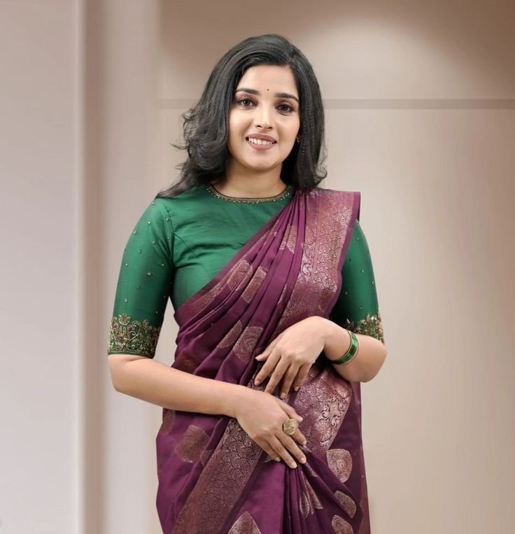 Boat Neck Aari Work Blouse Designs