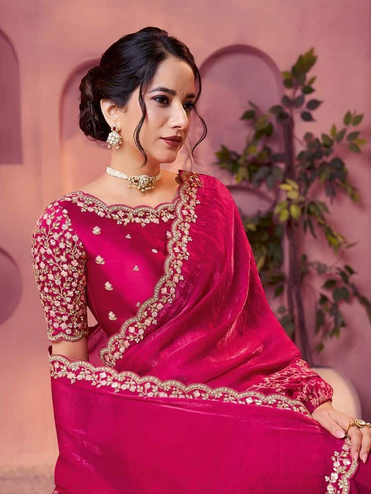 Pink Aari Work Blouse Designs