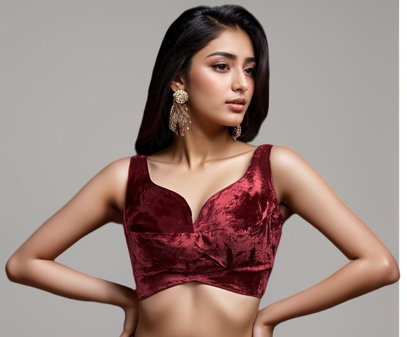 Simple Velvet Blouse Design