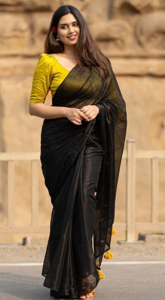 Classy Plain Saree with Designer Blouse