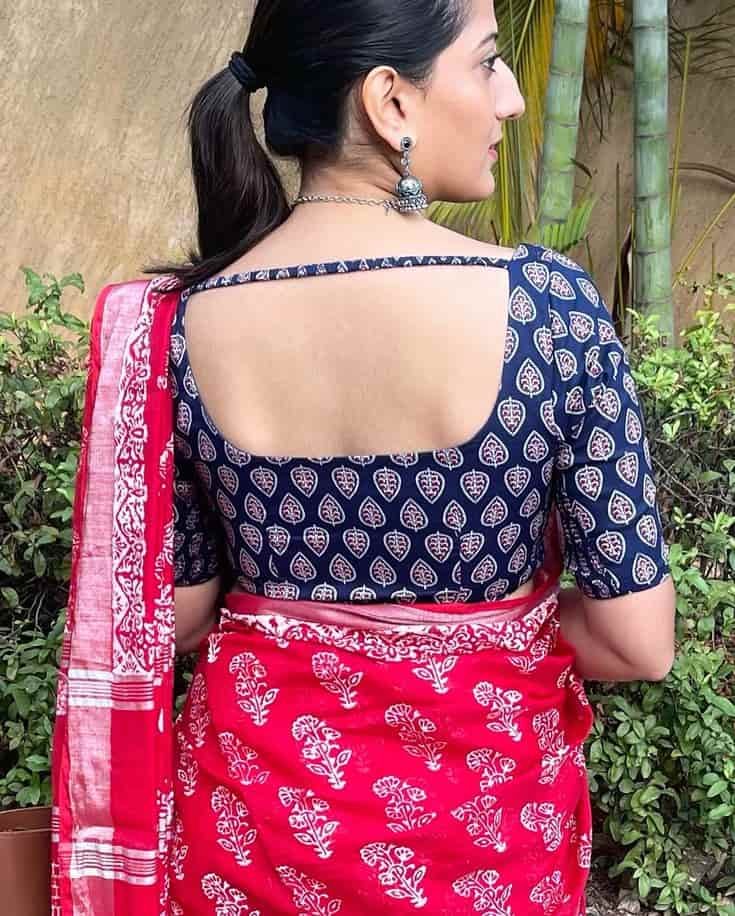 Cotton Plain Blouse Back Design