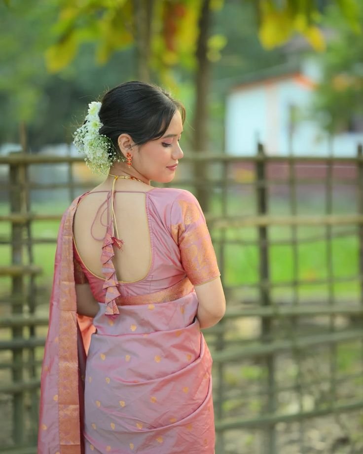 Plain Blouse Designs for Silk Sarees