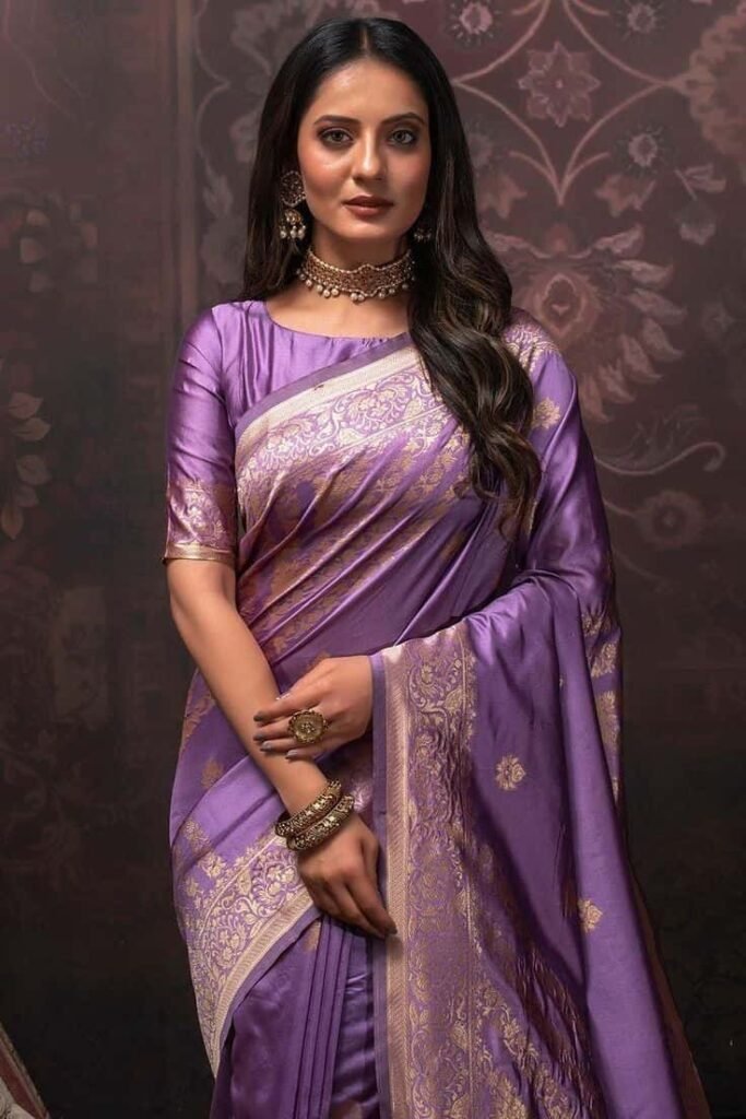 Light Purple Silk Saree Blouse Designs