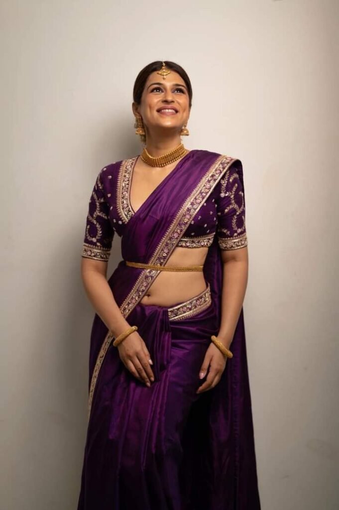 Purple Color Silk Saree Blouse Designs