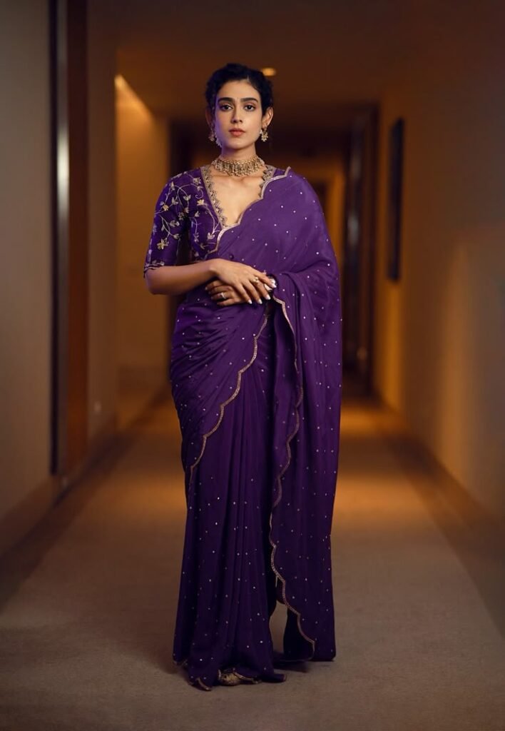 Purple Mysore Silk Saree Blouse Designs
