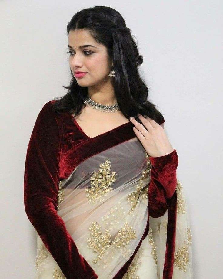 Velvet Long Sleeve Blouse Design