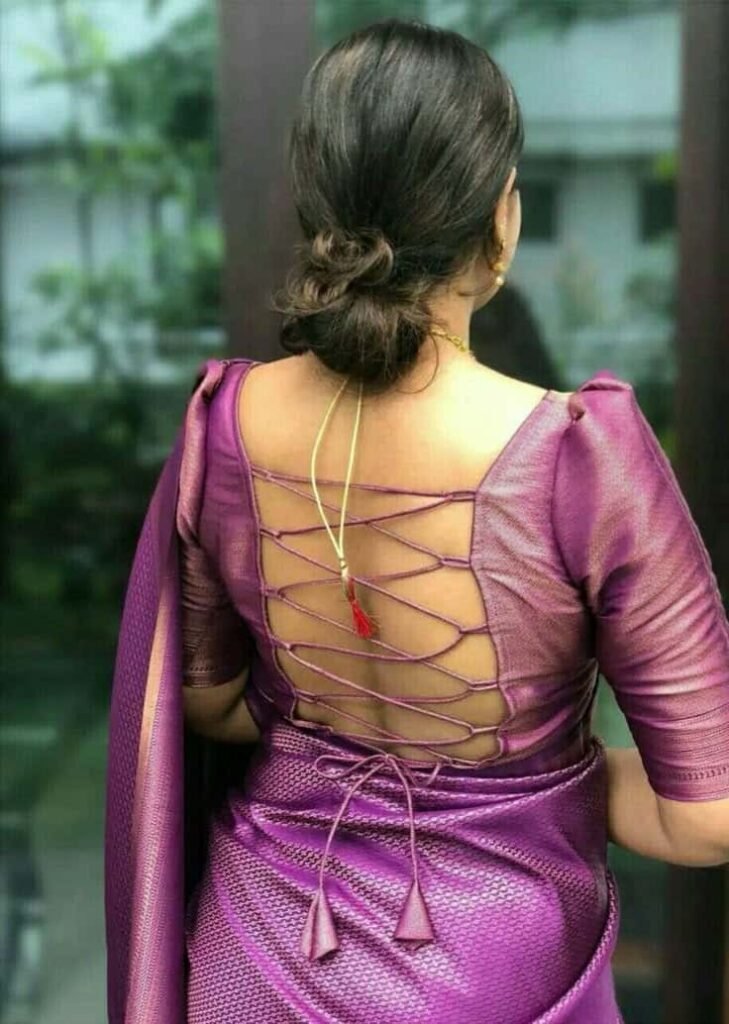 Back Neck Blouse Designs with Dori