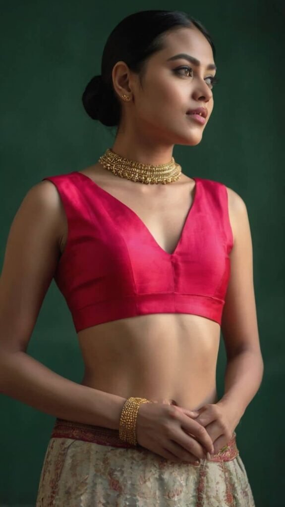 Deep Neck Front Blouse Designs for Bold Look