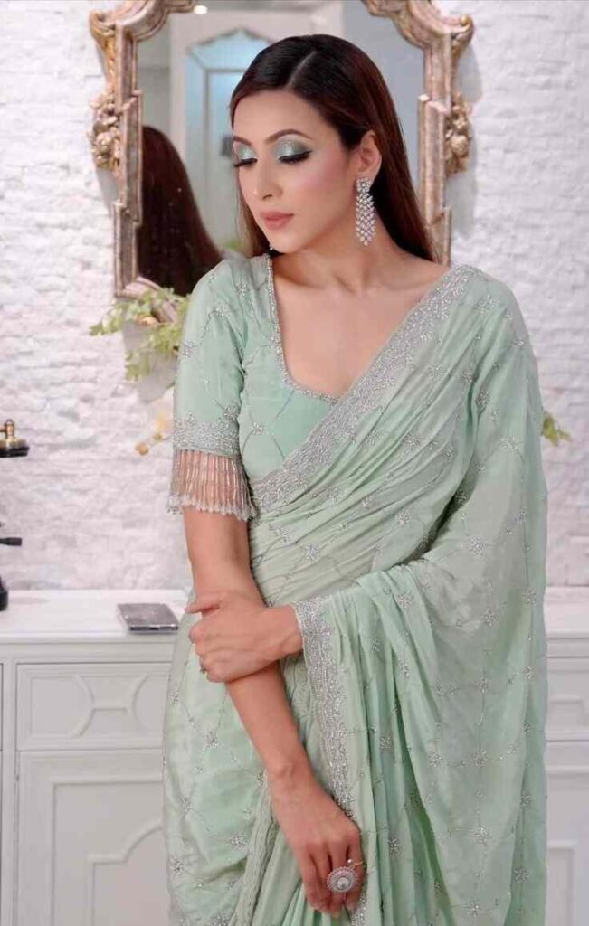 Fancy Bell Sleeve Blouse Design with Embroidery