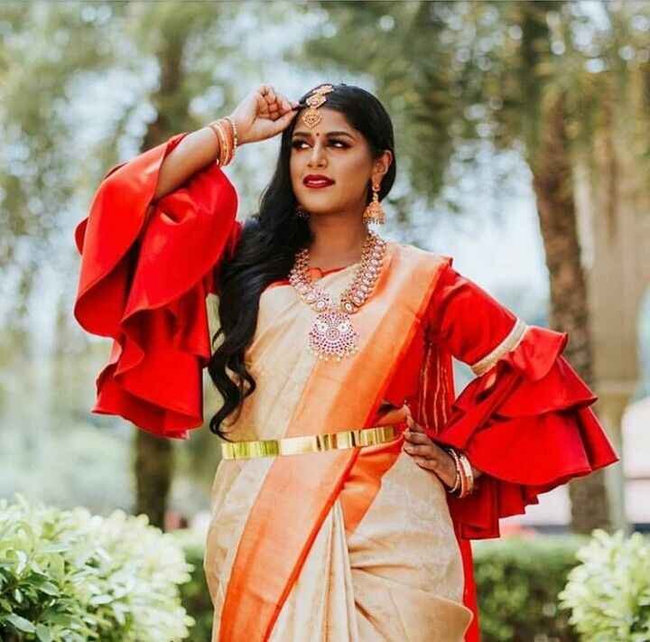 Traditional Bell Sleeve Blouse Design for Wedding