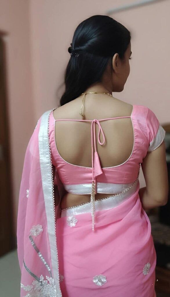 U Shape Back Neck Blouse Designs