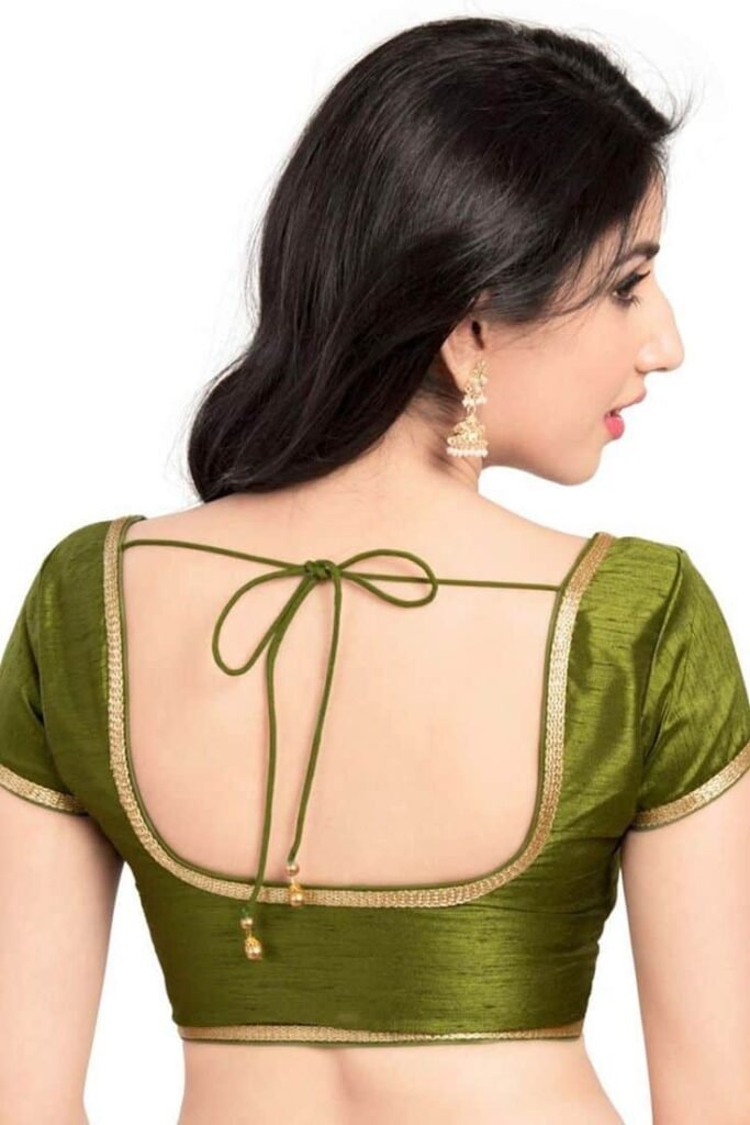 Back Neck Blouse Designs with Lace Border