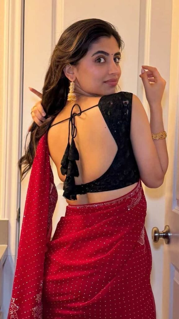 Back Neck Blouse Designs with Latkan