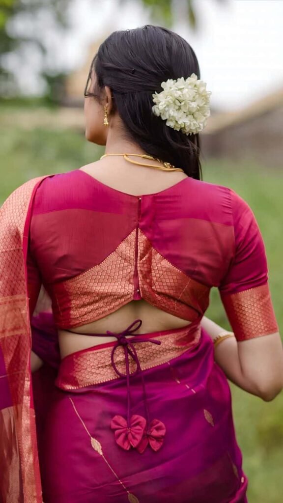 Back Neck Blouse Designs with Tassels