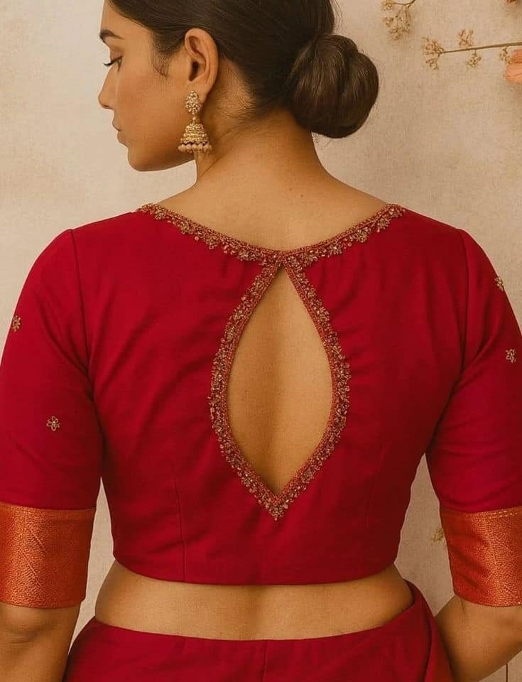 Keyhole Back Neck Blouse Designs