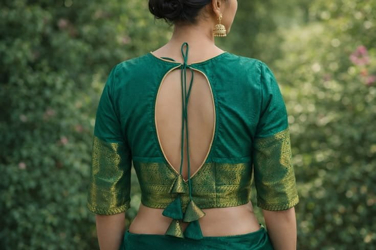 Keyhole Blouse Back Design with Dori