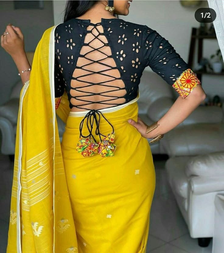 Latest Blouse Back Design with Dori