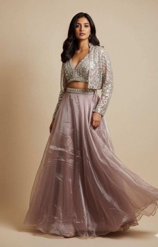 Jacket Style Blouse Design for Lehenga