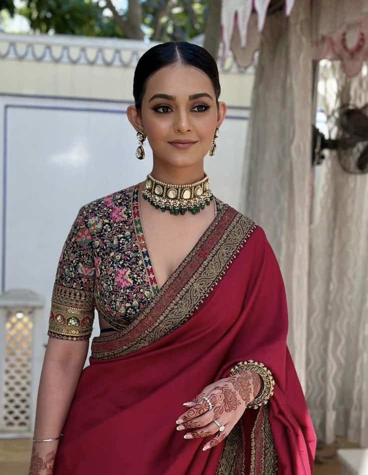 Deep V-Neck Sabyasachi Blouse Design